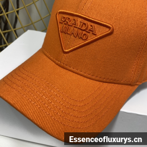 Replica Womens Hats Prada Orange Cotton Baseball Cap Hat A190PP180 AA191070