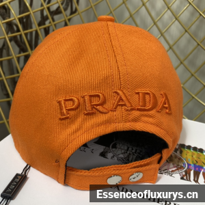 Replica Womens Hats Prada Orange Cotton Baseball Cap Hat A190PP180 AA191070