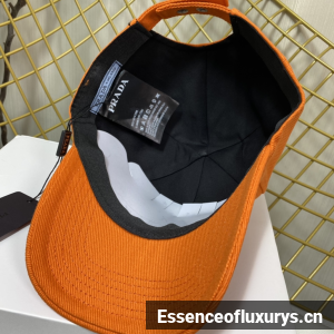 Replica Womens Hats Prada Orange Cotton Baseball Cap Hat A190PP180 AA191070