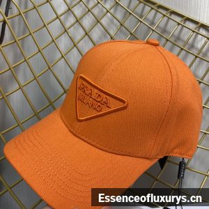 Replica Womens Hats Prada Orange Cotton Baseball Cap Hat A190PP180 AA191070