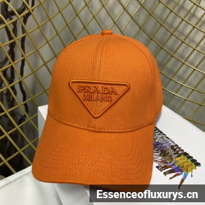 Replica Womens Hats Prada Orange Cotton Baseball Cap Hat A190PP180 AA191070