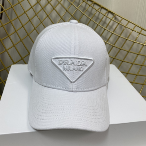 Prada White Cotton Baseball Cap Hat 