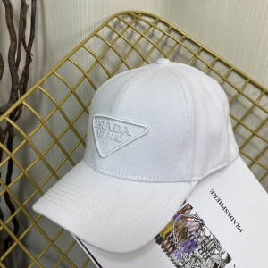 Replica Womens Hats Prada White Cotton Baseball Cap Hat A190PP180 AA191067