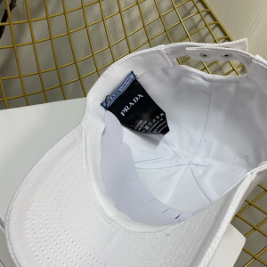 Replica Womens Hats Prada White Cotton Baseball Cap Hat A190PP180 AA191067