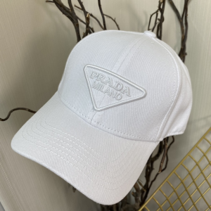 Replica Womens Hats Prada White Cotton Baseball Cap Hat A190PP180 AA191067