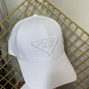 Replica Womens Hats Prada White Cotton Baseball Cap Hat A190PP180 AA191067