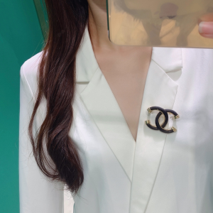 Replica Womens Jewelry Chanel Black CC Logo Brooch A152PP180 AA191021