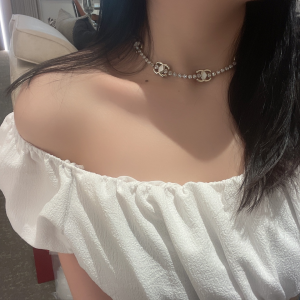 Replica Womens Jewelry Chanel CC Logo Diamonds Choker Necklace A173PP380 AA191041