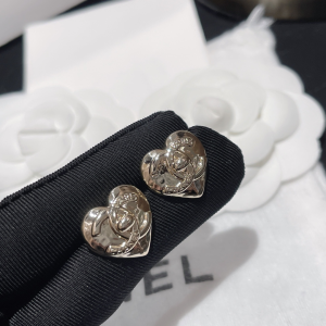 Chanel Gold CC Logo Heart Earrings 