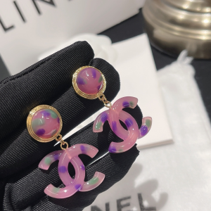 Chanel Purple CC Logo Earrings 