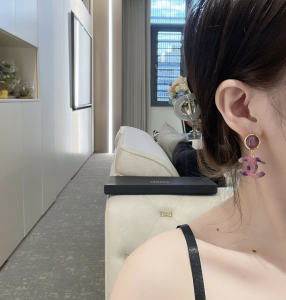 Replica Womens Jewelry Chanel Purple CC Logo Earrings A173PP280 AA191043
