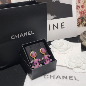 Replica Womens Jewelry Chanel Purple CC Logo Earrings A173PP280 AA191043