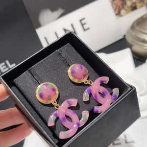 Replica Womens Jewelry Chanel Purple CC Logo Earrings A173PP280 AA191043