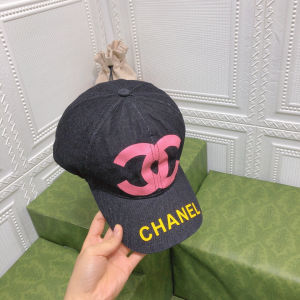 Chanel CC Logo Black Cotton Baseball Cap Hat 