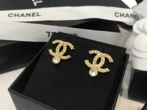 Chanel Crystals CC Logo Earrings 