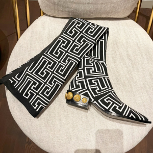 Essenceofluxury Womens Shoes Balmain Coin Black White Knit Boots 35 To 41 A38PP780 AA191380