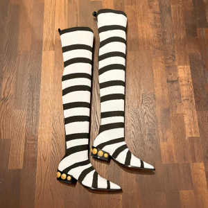 Balmain Coin White Knit Boots 