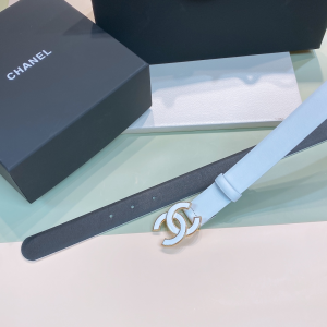 Essenceofluxury Womens Belts Chanel CC Logo White Leather Belt 30MM A175PP240 AA191620