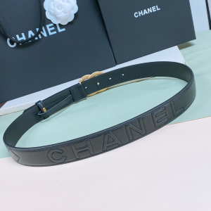 Essenceofluxury Womens Belts Chanel Pearl CC Logo Black Leather Belt 30MM A175PP240 AA191625