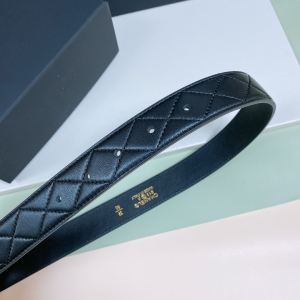 Essenceofluxury Womens Belts Chanel Pearl CC Logo Black Leather Belt 30MM A175PP240 AA191625