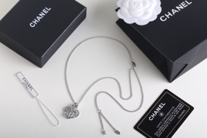 Chanel Crystals CC and Heart Pendant Necklace 