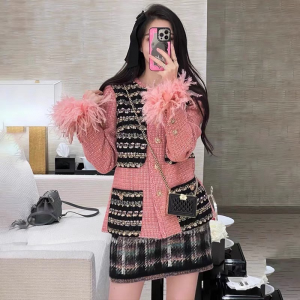Replica Womens Clothing Chanel Pink Tweed Jacket Coat SML A198PP1080 AA191977
