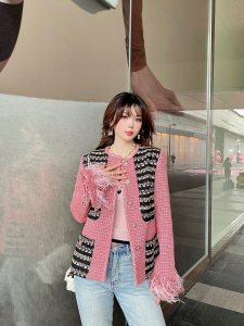 Replica Womens Clothing Chanel Pink Tweed Jacket Coat SML A198PP1080 AA191977