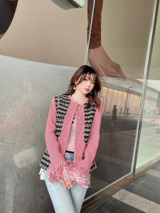 Replica Womens Clothing Chanel Pink Tweed Jacket Coat SML A198PP1080 AA191977