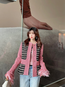 Replica Womens Clothing Chanel Pink Tweed Jacket Coat SML A198PP1080 AA191977