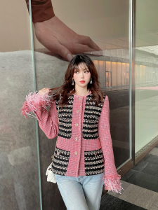 Replica Womens Clothing Chanel Pink Tweed Jacket Coat SML A198PP1080 AA191977