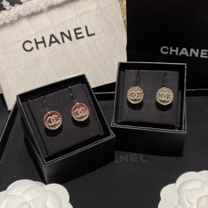 Chanel Crystals CC Round Earrings 