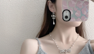 Replica Womens Jewelry Chanel Crystals CC and Bowknot Earrings A152PP180 AA191945