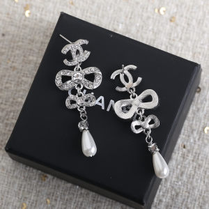 Replica Womens Jewelry Chanel Crystals CC and Bowknot Earrings A152PP180 AA191945