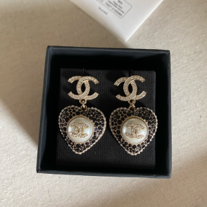 Chanel Crystals CC and Heart Earrings 