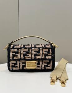 Essenceofluxury Womens Handbags Fendi Baguette Medium Flap Shoulder Bag in Black Pink Raffia Back with Crocheted FF 8273B 27x6x15CM A99P1280 AA192025 Essenceofluxury Womens Handbags Fendi Baguette Medium Flap Shoulder Bag in Black Pink Raffia Back with Crocheted FF 8273B 27x6x15CM A99P1280 AA192025