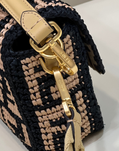 Essenceofluxury Womens Handbags Fendi Baguette Medium Flap Shoulder Bag in Black Pink Raffia Back with Crocheted FF 8273B 27x6x15CM A99P1280 AA192025 Essenceofluxury Womens Handbags Fendi Baguette Medium Flap Shoulder Bag in Black Pink Raffia Back with Crocheted FF 8273B 27x6x15CM A99P1280 AA192025