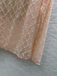 Essenceofluxury Womens Clothing Gucci Pink Tulle GG Embroidered T Shirt SML A198PP780 AA192361