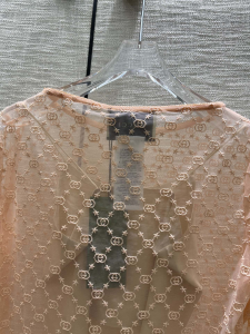 Essenceofluxury Womens Clothing Gucci Pink Tulle GG Embroidered T Shirt SML A198PP780 AA192361