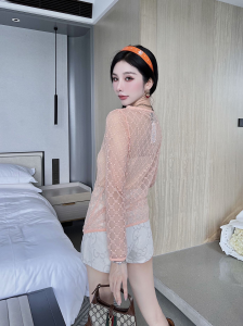 Essenceofluxury Womens Clothing Gucci Pink Tulle GG Embroidered T Shirt SML A198PP780 AA192361