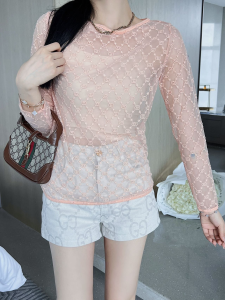 Essenceofluxury Womens Clothing Gucci Pink Tulle GG Embroidered T Shirt SML A198PP780 AA192361