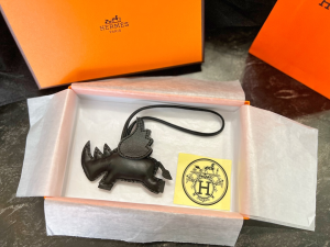Hermes Rodeo Pegase Elephant Bag Charm Black 