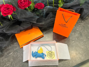 Essenceofluxury Free Gift Hermes Rodeo Pegase Elephant Bag Charm in Blue A62PP95 AA192433