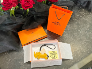 Essenceofluxury Free Gift Hermes Rodeo Pegase Elephant Bag Charm in Yellow A62PP95 AA192427