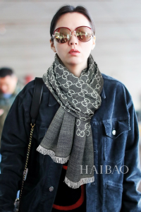 Essenceofluxury Womens Scarf Gucci GG Cashmere Silk Scarf in Green 70x200CM A151PP280 AA192471