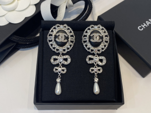 Chanel Crystals CC Bowknot Earrings 