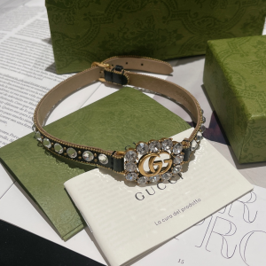 Gucci Leather Choker Necklace Double G