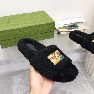 The North Face x Gucci Flat Slide Sandal Black Merino Wool The North Face x Gucci Flat Slide Sandal Black Merino Wool