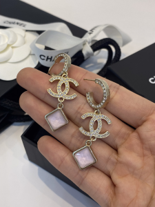 Chanel Crystals CC Logo Earrings 