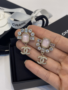 Chanel Crystals CC Logo Earrings 