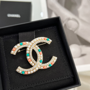 Chanel Pearls and Crystals CC Logo Brooch 